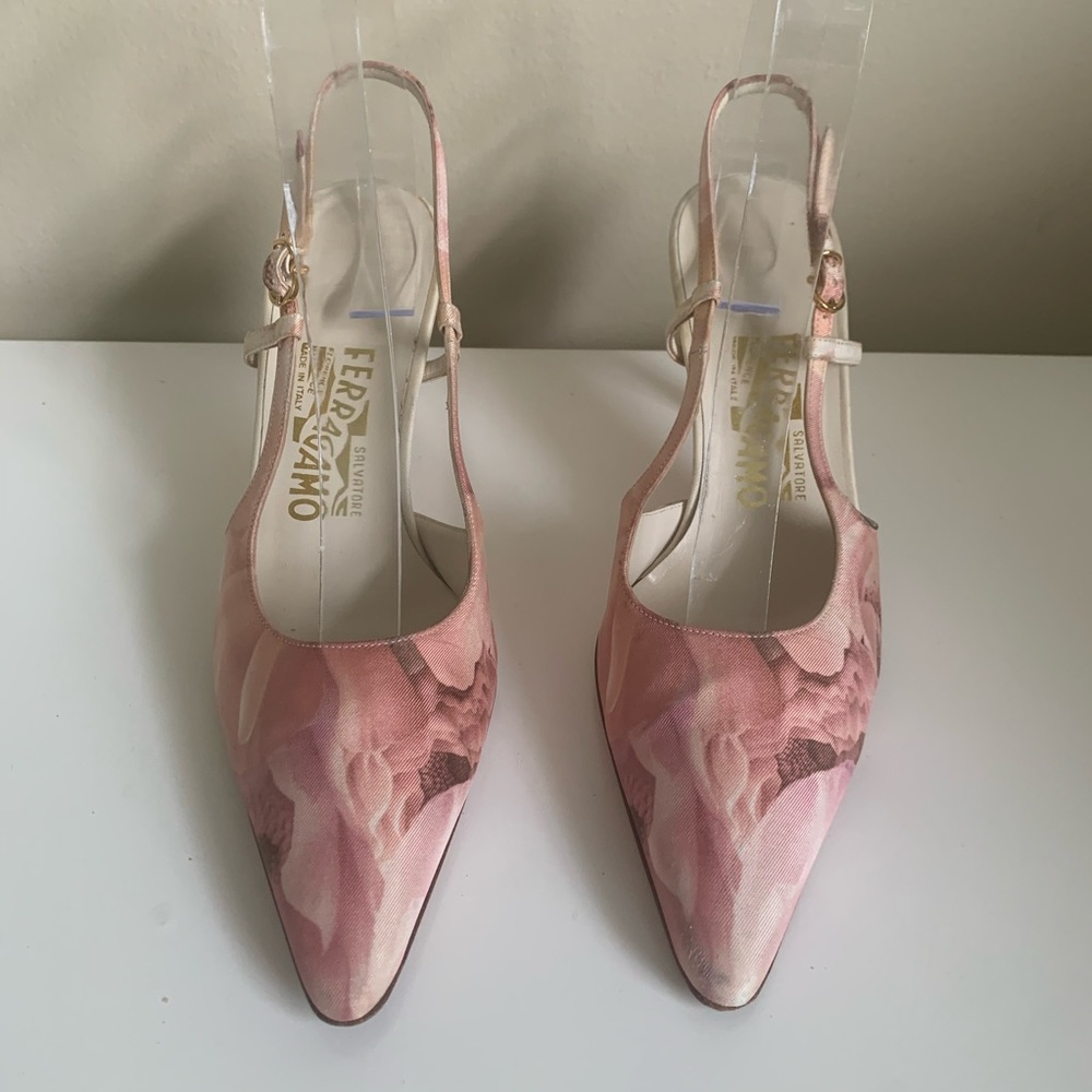 Salvatore Ferragamo Pink Floral Sling-backs size 6